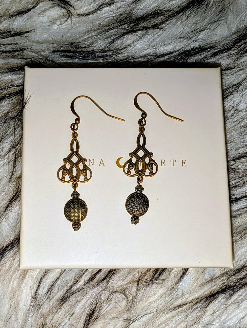 Antiqued Gold Tone Filigree Drop Earrings -